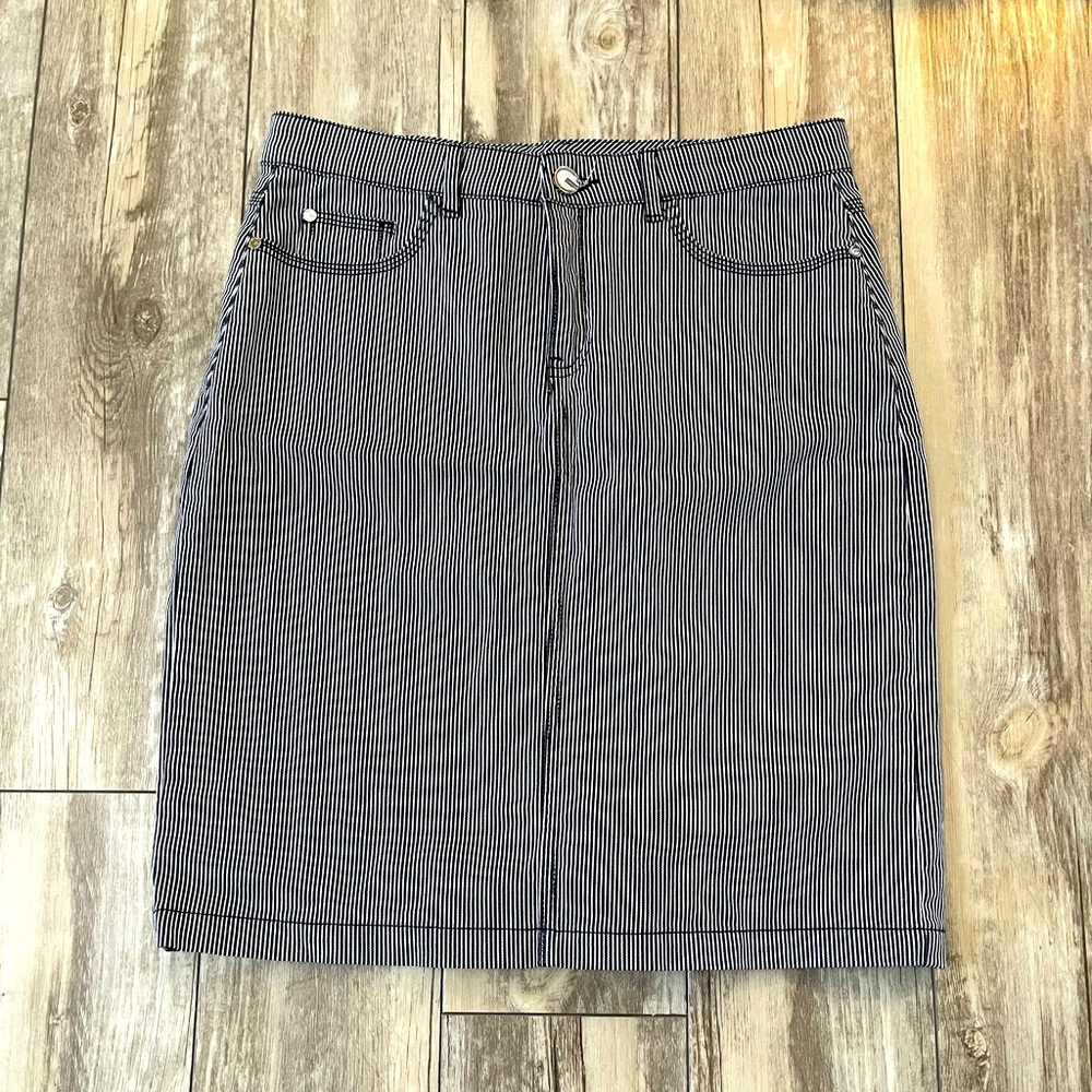 Pinstripe Simon Chang Denim Skirt
